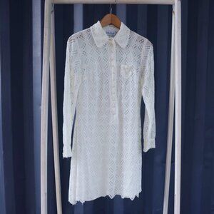 Vintage 1960s Ivory Mini Lace Dress